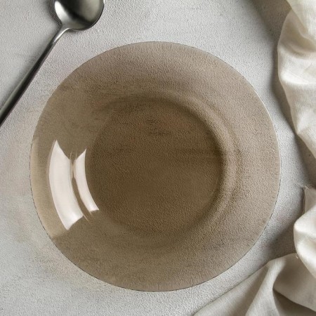 Small glass plate "Warckeshop Brows", D = 22 cm, brown color-6