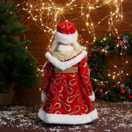 Santa Claus "in a red-gold fur coat with a pattern, with a staff" moves, 19x40 cm-2