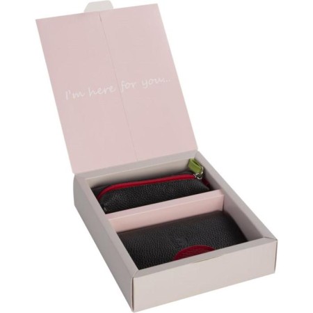 Gift set: cover for passport and key holder, black color-1