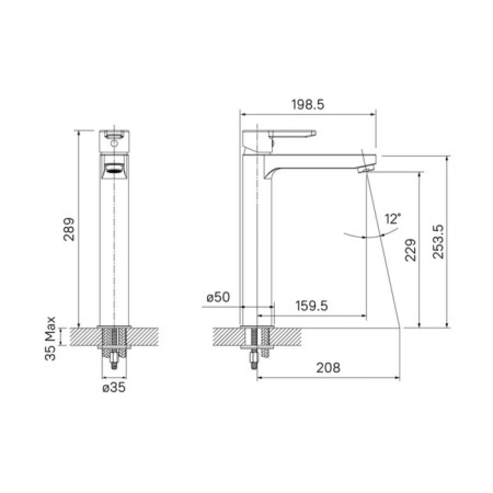 Mixer for the IDDIS SENA SENSB01I01 sink, single -leaf, chrome-2
