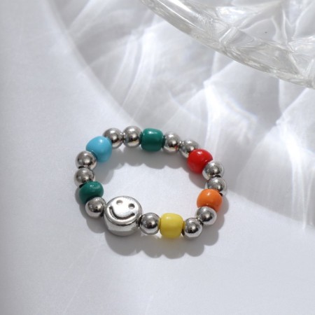 Ring "Smiley", colored in silver, 17 size-1