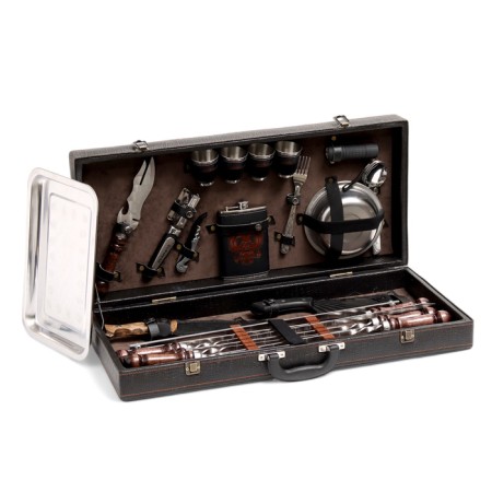 Set with skewers Gift "Hunter" No. 10, in the case of eco-leather