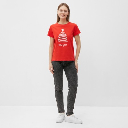 Women's T -shirt "Christmas tree", red color, size 46-2