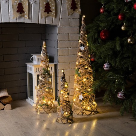 LED figure “Gray cones” 40, 60, 80 cm, textiles, metal, batteries AAX2 (not in the kit), glow warm white