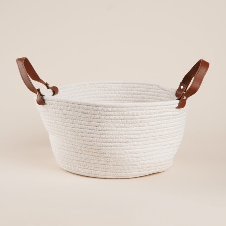 Basket for storage of handmade lauded "Louise", 33 × 33 × 16 cm, white color