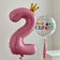 Foil ball 40 "" Number 2 with the crown ", the color is pink