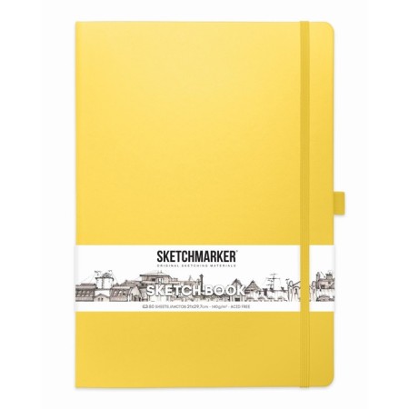 Sketchmarker sketchbook, 210 x 300 mm, 80 sheets, solid cover of artificial leather, lemon, block 140 g/m2-1