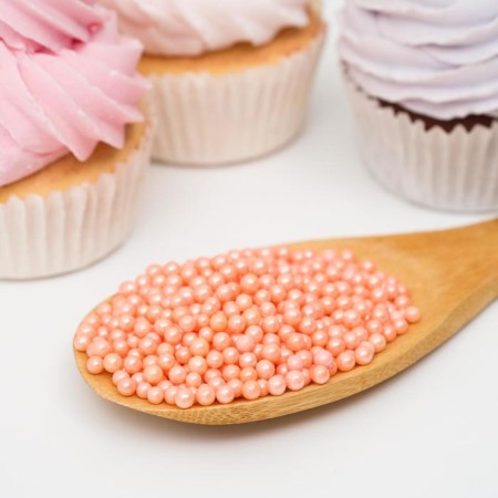 Confectionery sprinkling balls 4 mm, glossy pink, 50 g-1