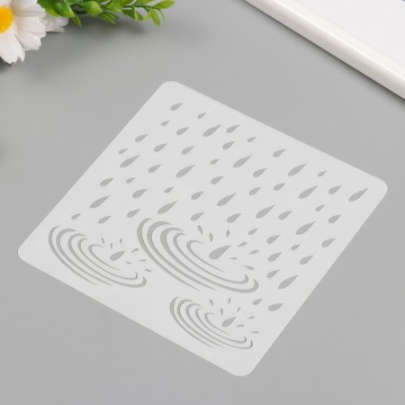 Stencil plastic "Rain in puddles" 15x15 cm-1