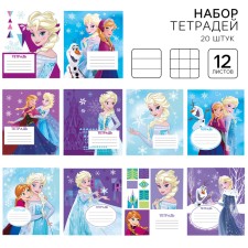 A set of notebooks is 20 pieces, 12 sheets, September 1, in a cage and ruler, cover covered paper, cold heart
