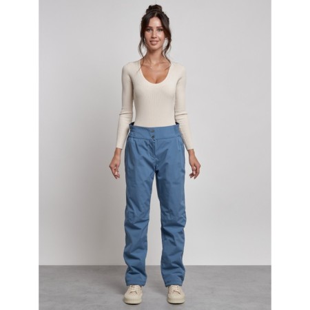 Warmed female trousers, size 44, blue color-8