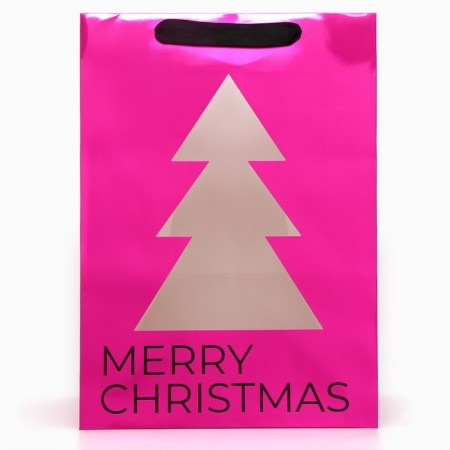 A packet with a window, metalized, "Christmas tree", 32 x 32 x 45 cm, pink-2