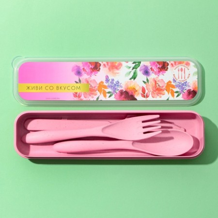 Set of cutlery "Live with taste", fork, spoon, knife-1