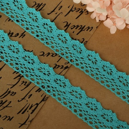 Knitted lace, 25 mm × 2.7 ± 0.5 m, turquoise color-1