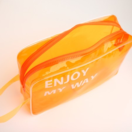 PVC cosmetic bag, 23*6*15, lightning department, orange-3