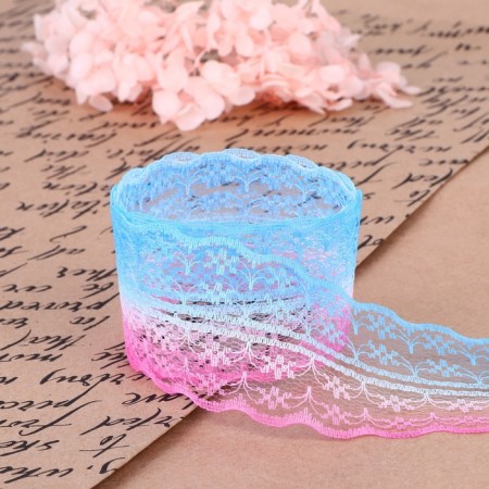 Capricon lace "Gradient", 45 mm × 10 ± 1 m, pink/blue # 4 color