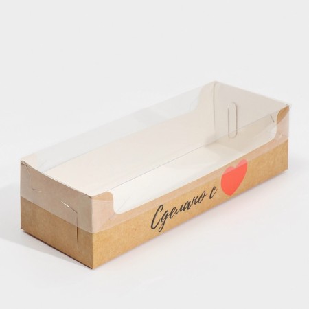 Confectionery packaging, cupcake box with PVC lid, “made with love”, 30 x 8 x 11 cm-1