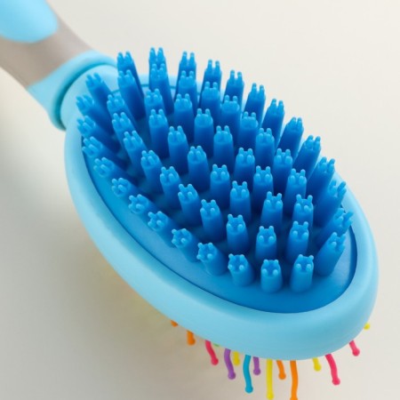 Bilateral brush - comb with wavy teeth, middle, 6 x 19 cm, blue-3