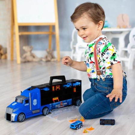 Auto -Vorot Case Givito "Police Plot", with cars, with tunnel, blue color, 54 cm-5