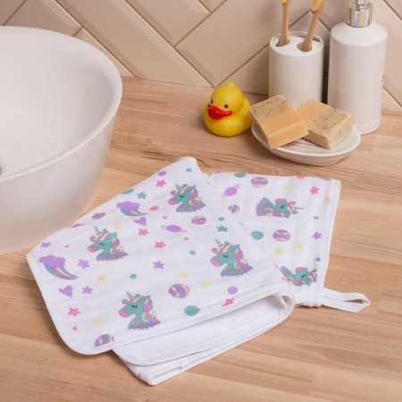 Baby Top "Unicorns" 50*90cm, 100% HL, muslin 105 g/m2, Makra 300g/m2