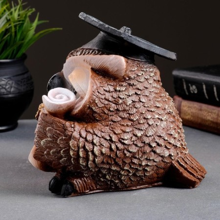 Figure "Owl scientist" brown, 18x17x19cm-3