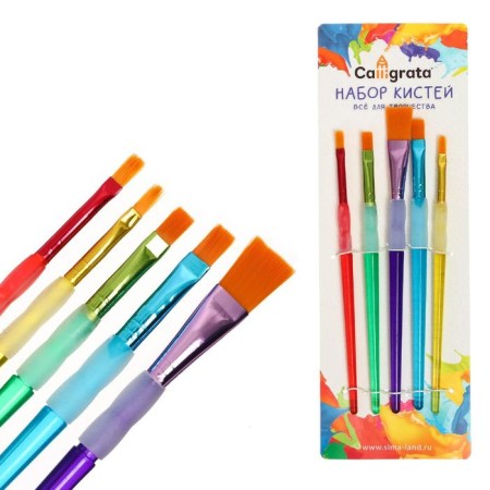 A set of hands is nylon 5 pieces, flat, with colored handles, with rubber holders