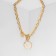 Pens "Chain" is pearl medallion, beige color in gold, 42 cm