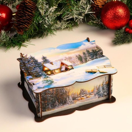 Big New Year's Casket "House on the edge", mix, 20x15x8.5 cm