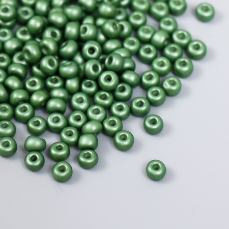 Glass beads 6/0 "platinum-green" 15 g