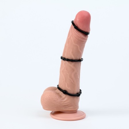 Erection rings, gel silicone, soft, set 3 pcs, black-3
