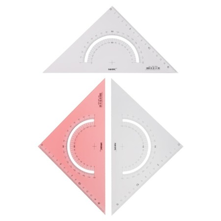 Set of triangles 3 pcs. Calligrata 45* Katet 18 cm, with a transporter, transparent-2