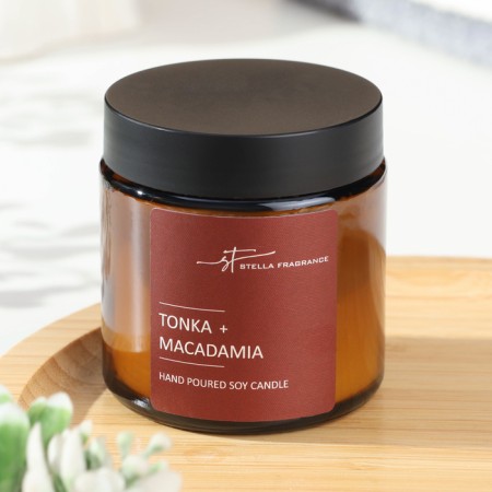 Aromatic candle in the bank "Tonka Macadamia", soy wax, 90 g, thin and macadamia-2