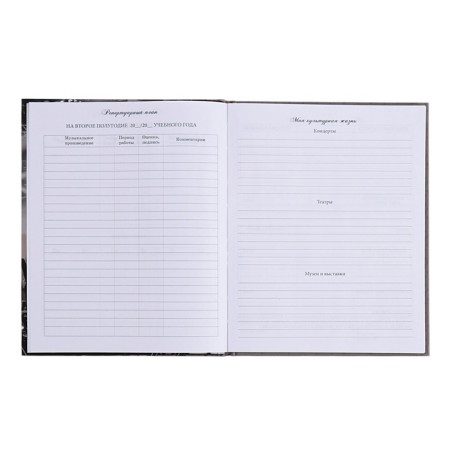 Diary for a music school, 48 sheets, hard cover, matte lamination, selective varnish, with reference information, block 60g/m2-8