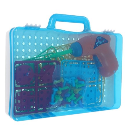 Plastic designer in the “Create and Play” suitcase, with an electric screwdriver, 106 parts-3