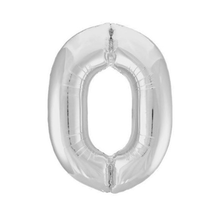 Foil ball 40 "number 0", silver color