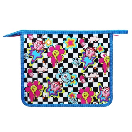 Folder for notebooks A5, 205 x 240 x 40 mm, zipper from above, plastic/textiles, hatber "Smeshariki crumbs"-2