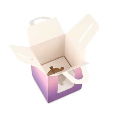 Capcake box, confectionery packaging, 1 cell "Pink gradient", 9 x 9 x 11 cm-3