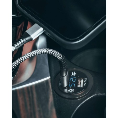 USB ROSET Car AIRLINE, moisture -proof, with 2 ports and voltmeter, 5V, 2.1A + 2.1a 98281-2