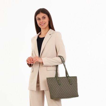 Women's bag with lightning, medium size, green color-1