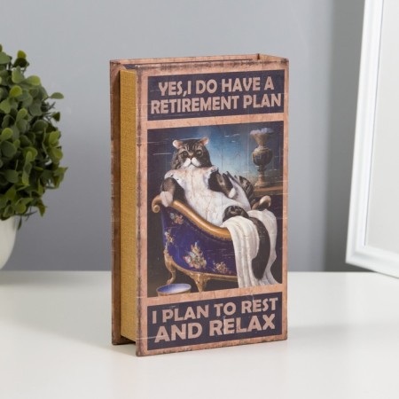 Safe-book wood, leatherette "cat in the bath. Pension plan" 21x13x5 cm-4
