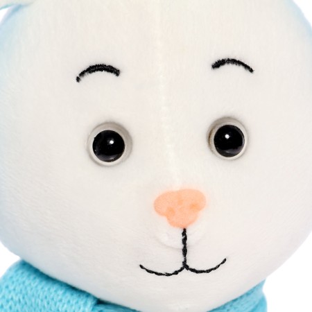 Soft toy Bunny Snowball with long ears in a scarf, 20 cm-3