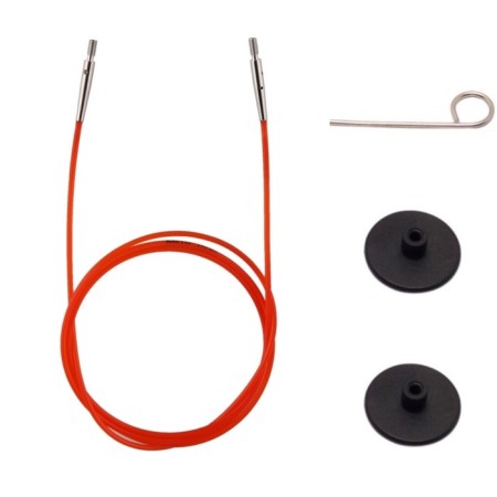 Set: Red cable 76 cm (100 cm), plugs and cable key KNITPRO, 10635