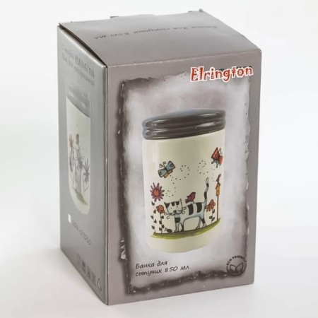 Bank for bulk products Elrington "Striped Cat", with a lid, 850 ml-4