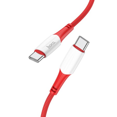 Cable Hoco X70, Type-C-Type-C, 60 W (charging laptop), 3 A, 1 m, nylon braid, red-1