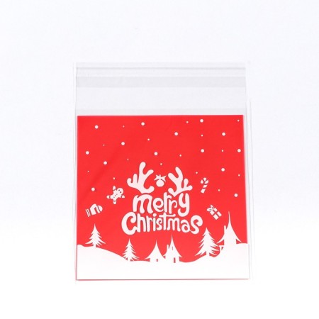 BOPP package with sticky tape, "Merry Christmas", 10 x 10+3cm-2