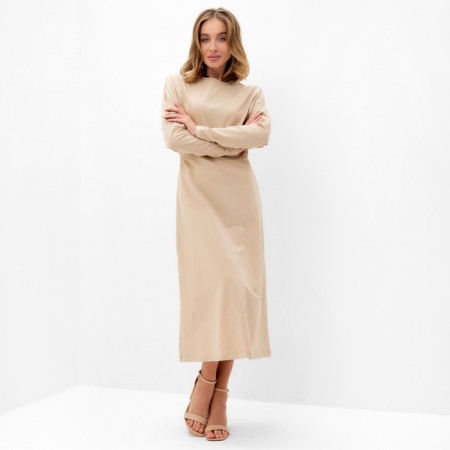 Dress female knitwear minku: Basic line beige color, rr 42-3