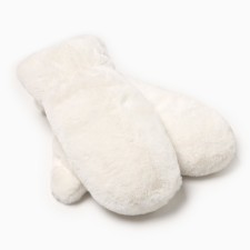 Women's mittens minku, white color, 26 cm