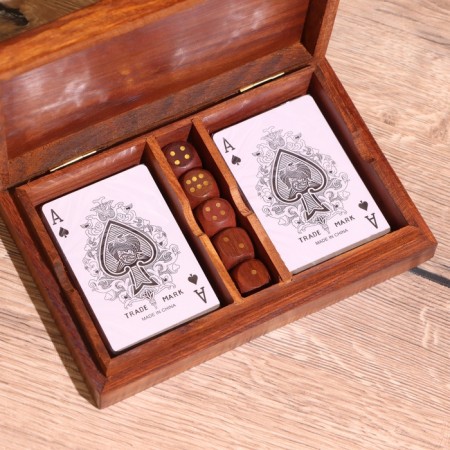 Game desktop 2v1 (cubes + 2 deck of cards) 18x12x4 cm, tree shisham-3