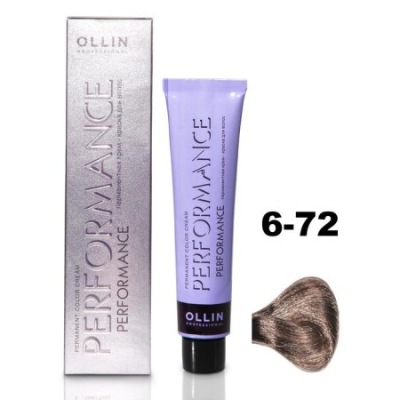 OLLIN PROFESSIONAL PERFORMANCE hair cream, tone 6/72 Dark Born brown-violet, 60 ml