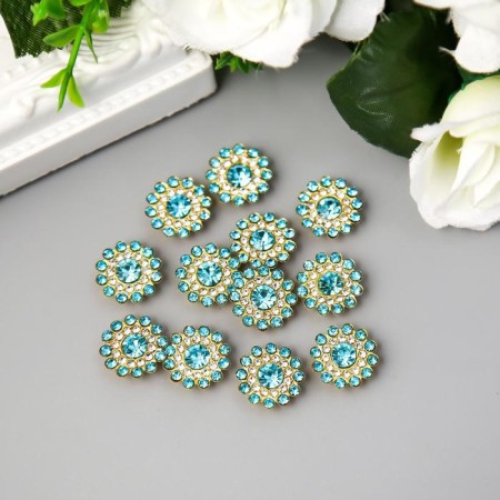 Decor for creativity plastic "Blue-sun flower" set of 12 pcs 1.4x1.4 cm-2